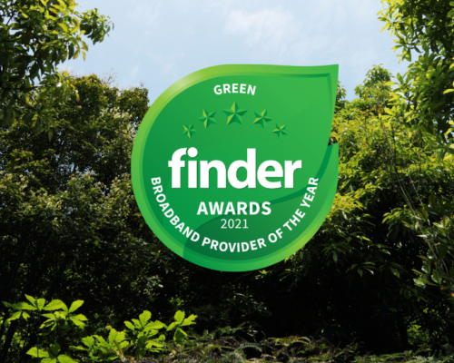 We won Finder's Green Broadband Provider of the Year 2021